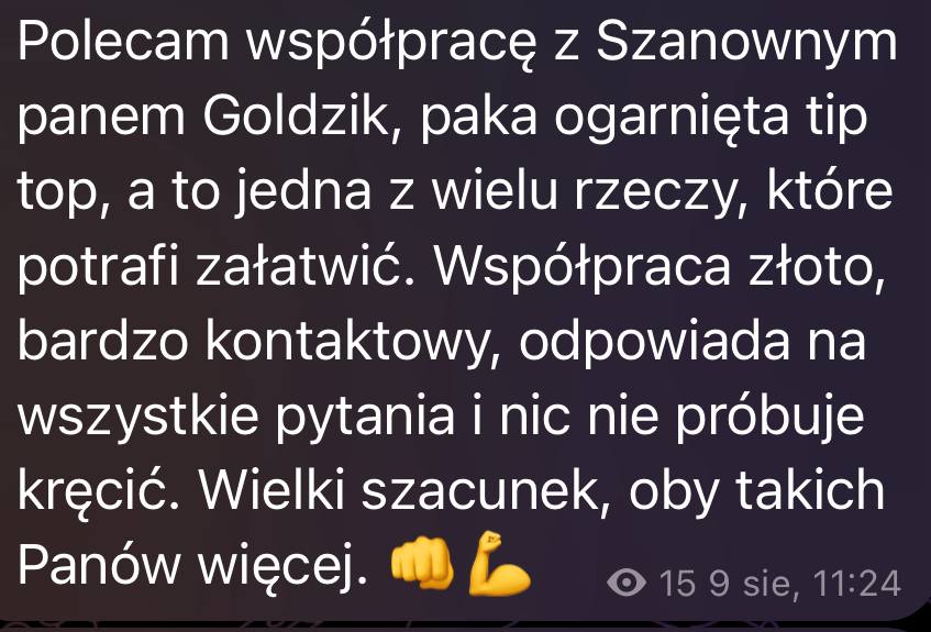 Opinia o współpracy z panem Goldzik