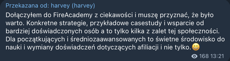 Pozytywna opinia od harvey o FireAcademy